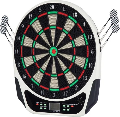 Elektronische Dartscheibe Dartboard mit Sprachansagen LED-Anzeigen 6 Darts 24 Dartköpfe 18 Spiele 159 Varianten Dartautomat Dartscheibe Set für bis zu 8 Spieler