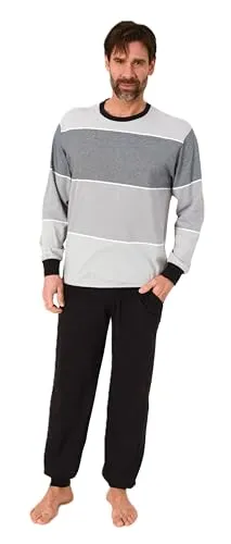 Normann Herren Schlafanzug lang mit Bündchen - elegante Streifenoptik, Größe: 50 - Eleganter Herren Pyjama in schöner Streifenoptik mit komfortablen Bündchen, die ein Verrutschen verhindern. Hergestellt von Normann, einem erfahrenen Familienunternehmen für Nachtwäsche, auch in Übergrößen erhältlich.