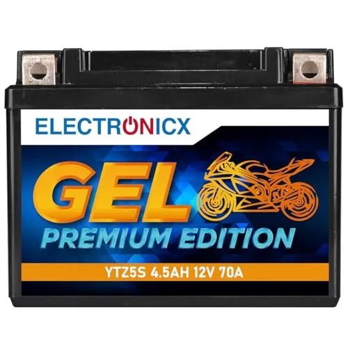 Electronicx YTZ5S GEL Motorradbatterie 12V 4,5Ah 70A – wartungsfreie, versiegelte Starterbatterie für Motorrad, Roller, Quad & Powersport – vibrationsfest, auslaufsicher, kompakt & sofort einbaufertig