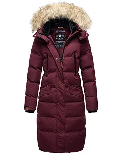 MARIKOO Damen Winter Jacke Stepp Parka Mantel - Warm gefüttert mit Kunstpelz - Funktionsjacken für kalte Tage: Der MARIKOO Steppmantel bietet hohen Tragekomfort, eine abnehmbare Kapuze mit Kunstfell und hält dich warm und trocken.