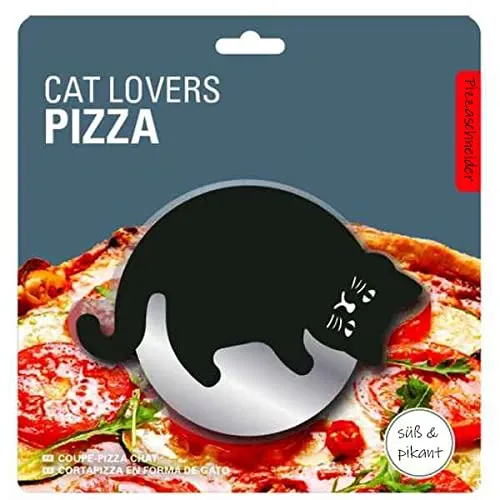 WESTCRAFT Pizzaschneider als schwarze Katze | Süßer Pizzaroller | Pizzamesser | Pizzarad | Pizzateiler | Pizza süß
