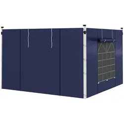 Outsunny Seitenwände - 145B x 190H cm - Blau für Pavillons - Zubehör für Pavillons: Strapazierfähige Seitenwände mit aufrollbaren Fenstern und Reißverschlusstüren für einfachen Zugang, ideal für 3x3m oder 3x6m Faltpavillons.