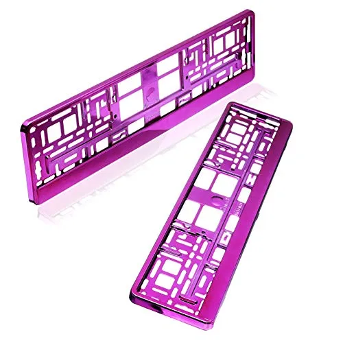 baytronic Kennzeichenhalter Hochglanz 2er Set (Pink-Chrom)