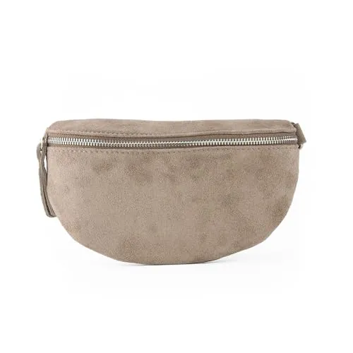 lePelou Bauchtasche VALENTINA, Umhängetasche aus Wildleder, Crossbody Tasche, Gürteltasche (zwischen 4 Größen wählbar), echt Leder, Made in Italy braun L 30*19*9