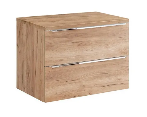 Lomadox Waschbeckenschrank TOSKANA-56 in Wotaneiche - Moderne Waschbeckenunterschränke aus Wotaneiche, mit 2 Soft-Close-Schubladen und hochwertiger Melaminbeschichtung für langlebige Nutzung und elegantes Design.