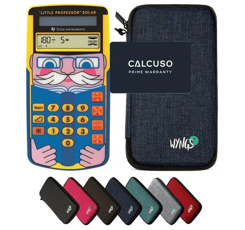 Texas Instruments TI-Little Professor Taschenrechner mit Schutztasche - Taschenrechner für junge Schüler, interaktiv mit 50.000 Aufgaben und 5 Schwierigkeitsstufen. Inklusive robuster WYNGS Schutztasche für optimalen Schutz und Sicherheit.
