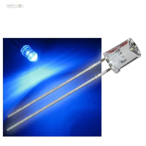 LEDs 5mm concave blau, blaue LED konkav, Leuchtdioden superhell 50 x