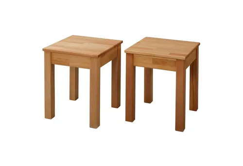Krok Wood Hocker 2x Hocker Tomas aus Massivholz (Set) in braun von Krok Wood
