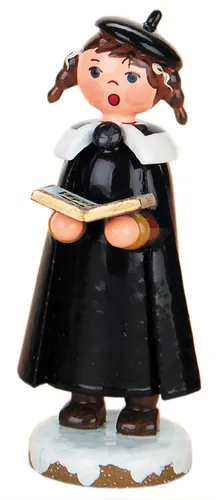 Hubrig Volkskunst Kurrendemädchen mit Buch und Zöpfen 8cm von Hubrig Volkskunst