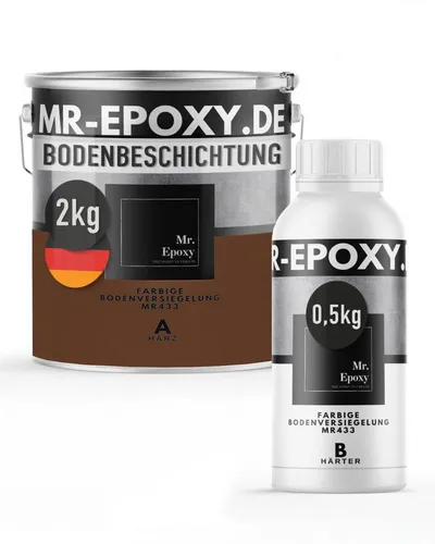 Mr. Epoxy Epoxidharz Bodenbeschichtung (2,5 kg, RAL 8011 Nussbraun) - 2K Betonfarbe für Garagen und Werkstätten - Hochwertige 2K-Bodenbeschichtung aus Epoxidharz für langlebige und widerstandsfähige Böden. Ideal für Garage, Keller und Werkstatt mit einfacher Anwendung und optimaler Deckkraft.