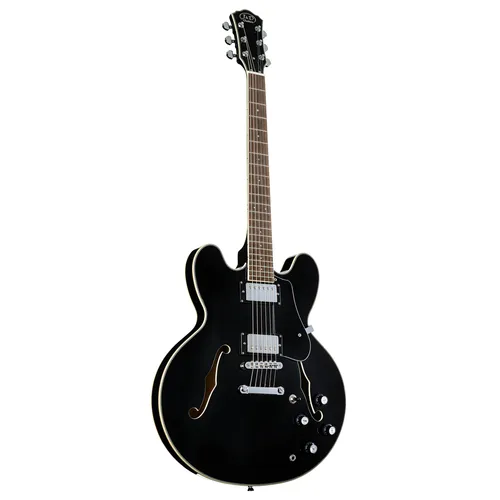 Halbakustische Gitarre J & D SH-1 II Black - Vielseitige Semi-Hollow-Gitarre mit 3-lagigem Laminat-Korpus und Mahagonihals. Zwei Humbucker sorgen für einen facettenreichen Klang, ideal für klare und rockige Sounds. Perfekt für kreative Musiker!