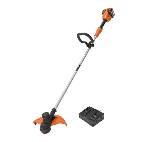 Worx WG183E 40V Akku-Fadenschneider mit Zwei Akkus und Ladegerät, 33cm Schnittkapazität, AutoFeed Mechanismus, Leichter Rasentrimmer, Dual Line, Teil des PowerShare Akku-Systems