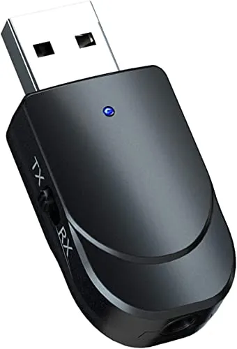 Bluetooth Adapter 5.0,2 in 1 Bluetooth Transmitter Empfänger Klinke Bluetooth Sender, mit 3,5mm Digitales Audiokabel für TV/Stereoanlage/Flugzeug