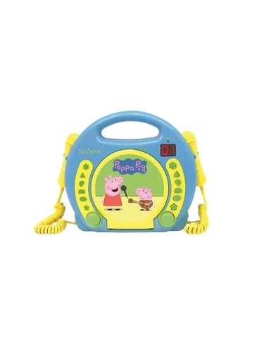 Peppa Pig Karaoke CD-Player mit Mikrofonen - Musik, Peppa Pig Frontlader mit 2 Mikrofonen, LED-Display und tragbarem Design für unvergessliche Karaoke-Abende.