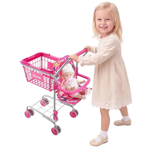 VEVOR Kinder-Einkaufswagen mit Klappsitz und Puppe von Vevor