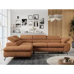 MKS Ecksofa Orange, 3-Sitzer L-Form mit Schlaffunktion - Stylisches Ecksofa in L-Form mit verstellbaren Kopfstützen und praktischem Bettkasten. Ideal für Wohnzimmer, bietet hohen Komfort und eine elegante Optik.