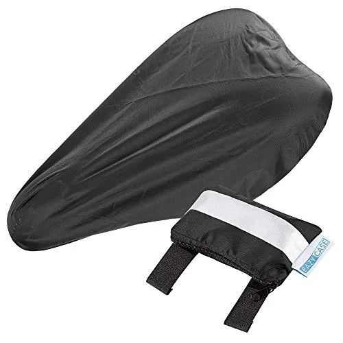 EAZY CASE wasserfester Sattelüberzug, Fahrradsattel Regenschutz Abdeckung mit Transportbeutel, Wasserabweisende Regenhülle mit Gummizug und Satteltasche für alle Fahrradsättel, Schwarz
