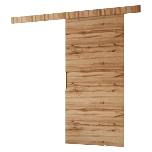 MINIO go for it - Schiebetür Komplettset CLEAN A, Schiebetüren, Wandmontage, Schiebetürsystem, Zimmertüren (Wotan Eiche/Schwarz, 106x205 cm)