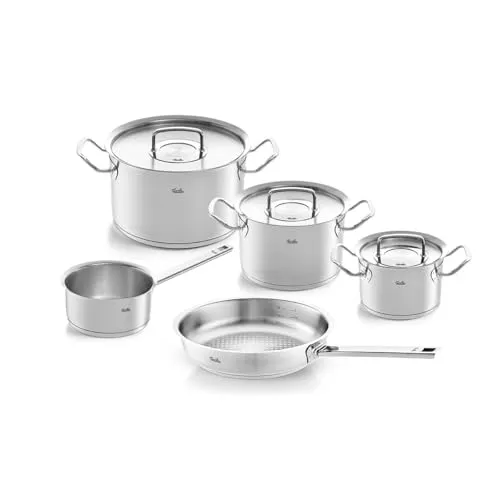 Fissler Original-Profi Collection Edelstahl-Kochtopfset 5-teilig - Töpfe, induktions- und backofengeeignet mit praktischer Messskala für präzises Kochen und Braten.