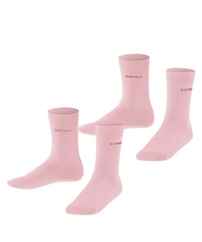 ESPRIT Unisex Kinder Socken Foot Logo Multipack K So Baumwolle einfarbig 2 Paar, Rosa Orchid 8985, 23-26