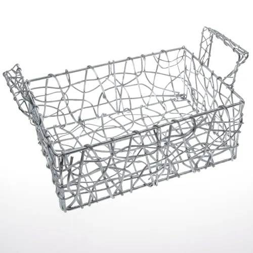 Eleganter Dekokorb im 2er-Set - Silber, matt - 24 x 14 cm - Diese stilvollen Deko-Drahtkörbe im 2er-Set sind ideal für kreative Geschenkideen und elegante Tischdekorationen. Robustes Metall und modernes Design sorgen für vielfältige Einsatzmöglichkeiten.
