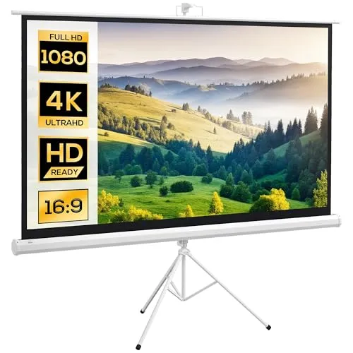 HOMCOM Beamer Leinwand mit Stativ 186 x 105 cm - 84 Zoll HD 4K - Beamer-Leinwand für Heimkino und Präsentationen, bietet hervorragende Bildqualität und ist leicht transportierbar für Filmabende überall.