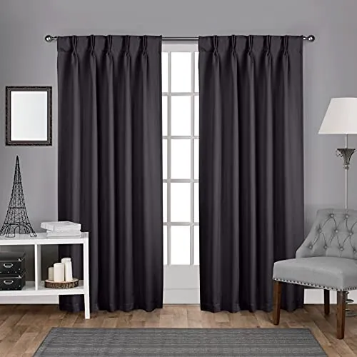 Exclusive Home Satin-Twill-Vorhang, gewebt, Raumverdunkelung, Quetschfalten/versteckte Schlaufen, 213,4 cm Länge, Anthrazit