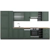 Vicco Küchenzeile in Grün und Anthrazit - Moderne Küchenzeile aus Holzwerkstoff, 355x82x60 cm, mit pflegeleichten MDF-Fronten und der Möglichkeit, zusätzliche Module hinzuzufügen. Ideal für individuelle Küchenlösungen.