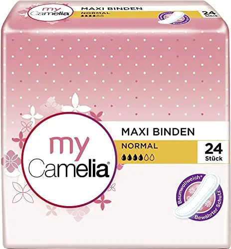 MY Camelia Maxi Binde normal 24 St - Medizinischer Bedarf: Seidenweiche Damenbinden für zuverlässigen Schutz und ein angenehm trockenes Gefühl – ideal für jeden Tag.