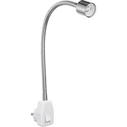ledscom.de Steckdosenleuchte LESCH, Schwanenhals, chrom/weiß - Lampen mit flexiblem Schwanenhals und GU10-Fassung. Ideal als Leselampe oder zusätzliche Lichtquelle, schnell installiert und individuell gestaltbar.