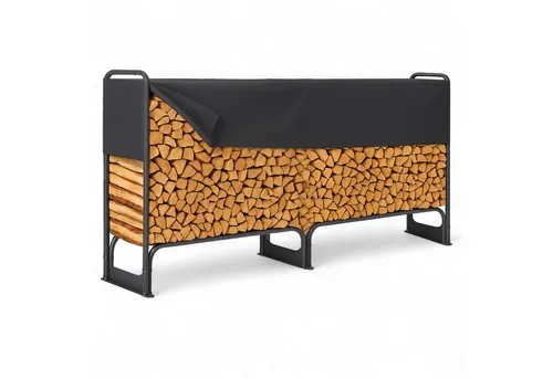 osoltus Kaminholzregal Metall XL - Holzlager mit stufenlos verstellbarer Abdeckung, ideal für bis zu 200 kg Holz; robust und wetterbeständig für sicheren Stand.