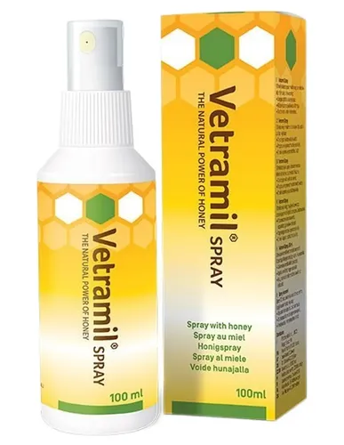 Vetramil Bfactory Spraydose 100 ML - Tierpflege Spray für empfindliche Haut, unterstützt die Heilung mit enzymreichem Honig und ätherischen Ölen, ideal für schwer zugängliche Stellen bei Hunden und Pferden.