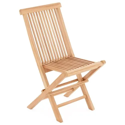 Divero Klappstuhl Panama aus Teakholz, unbehandelt– wetterfest – Farbe: Natur-Braun