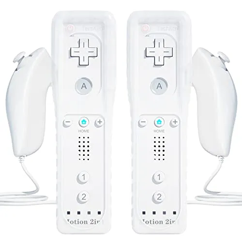 TechKen 2er Set Wii Remote Plus Mit Motion Plus und Nunchuck - Fernbedienung Kontroller Ersatz für Wii/WiiU
