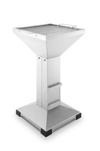 Thüros Holzkohlegrill T3 - Edelstahl Säulengrill 42x42 cm - Edelstahl Holzkohlegrill mit Kaminzugeffekt für schnelles Anheizen und sparsamen Holzkohleverbrauch, ideal für Grillliebhaber.