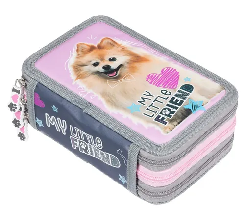 My Little Friend Sweet Pomeranian Federmäppchen mit Zubehör - Praktisches Federmäppchen mit 3 Fächern und umfangreichem Zubehör, ideal für Schüler und kreative Köpfe. Das Pomeranian-Design begeistert und fördert die Organisation von Schulsachen.