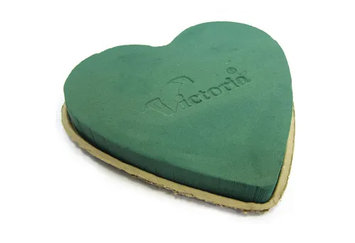 Creativery Bastelmoos, Nass Steckschaum Herz 30x26x5cm mit Eco Unterlage Natur Braun 1 Stück