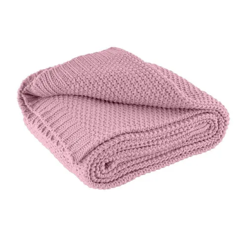 wometo Wohndecke Strick - Rosa Kuscheldecke mit OEKO-TEX® - Bettdecken – Edle und schlichte Strickoptik, aus 100% Polyacryl, waschbar bis 30 °C, perfekt für gemütliche Stunden.