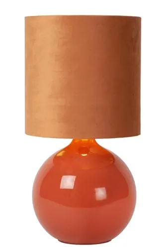 Tischleuchte ESTERAD - Retro Charme für Ihr Zuhause - Tischleuchte in orange mit kugelförmigem Sockel, ideal für stilvolle Akzente. Der Stoffschirm im Retro-Look bringt 60er Jahre Flair in Ihr Wohnzimmer oder Schlafzimmer.