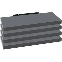 WOLTU 4er Set Wandregal Bücherregal Deko Wandablagen MDF Holz Hängeregal dunkelgrau 110x22.9x3.8cm