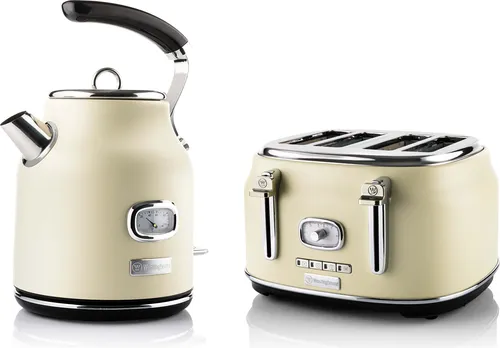 Westinghouse Frühstücksset WES06 cremeweiß - Wasserkocher im Retro-Design, 1,7 Liter Volumen, vereint stilvolle Optik mit moderner Funktionalität – perfekt für jeden Frühstückstisch.