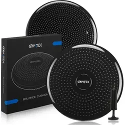 Gymtek® Sitzkissen Balance Pad - mit Pumpe - rund Orthopädisch Balancekissen, Ballsitzkissen, ergonomisches Luftkissen für Bürostuhl - Schwarz