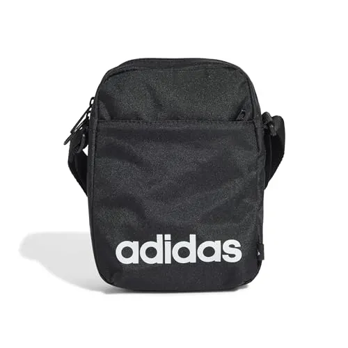 adidas Unisex LINEAR Organizer - Praktische Handtasche in Schwarz/Weiß - Kompakte Handtasche mit Reißverschluss, ideal für unterwegs. Aus recyceltem Polyester und mit verstellbarem Trageriemen für optimalen Tragekomfort.