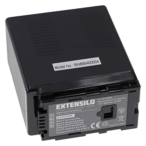 EXTENSILO 1x Akku kompatibel mit Panasonic HDC-SX5, HDC-SDT750, HDC-SDT750K Kamera (7800mAh, 7,2V, Li-Ion)
