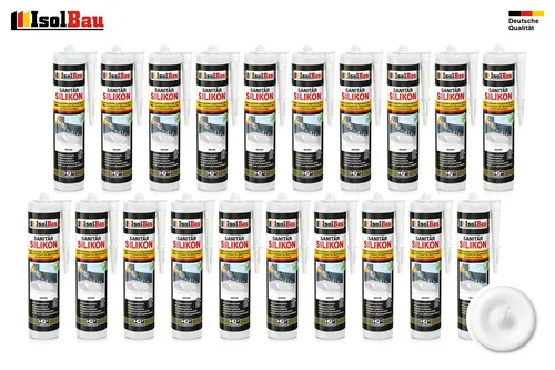 Sanitär Silikon Weiss 20 x 300 ml Sanitärsilikon Dichtstoff Bad Küche Dusche