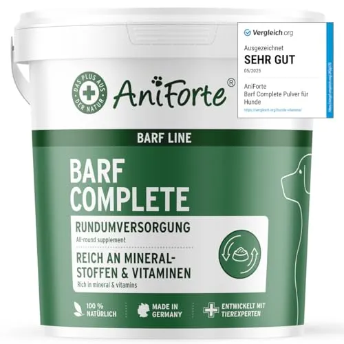 AniForte Barf Complete Pulver für Hunde 1kg - Natürliche Rundumversorgung, Reich an Mineralstoffen & Vitaminen, Ausgewogener Barf Zusatz