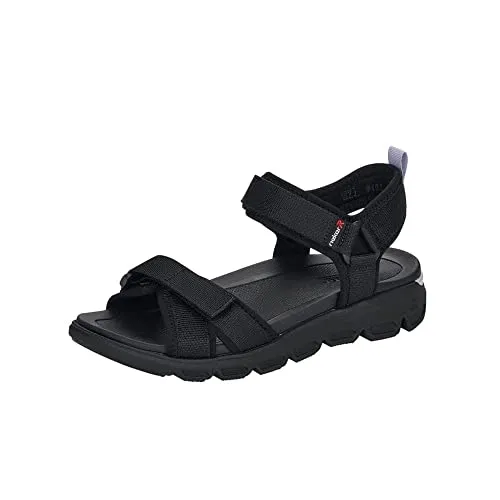 Rieker Damen V8401 Trekkingsandalen Schwarz, 42 EU - Wanderschuhe: Maschinenwaschbar für unkomplizierte Reinigung und perfekten Tragekomfort bei Outdoor-Aktivitäten.