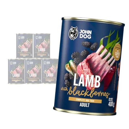 John Dog Berry Adult Lamm Mit Brombeeren 6x400g Nassfutter Für Hunde 96% Fleisch