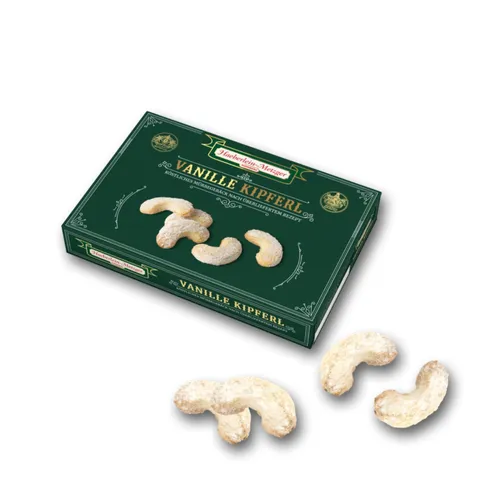 Haeberlein Feines Mürbegebäck Vanille Kipferl mit Puderzucker 100g