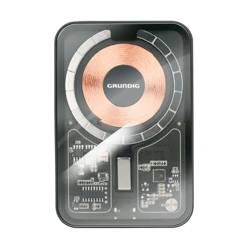 Grundig Drahtlos Power Bank Transparent 5000mAh - Ladegeräte & Dockingstationen mit kabelloser Ladefunktion und kompaktem Design – ideal für unterwegs und sorgt für ständige Erreichbarkeit.